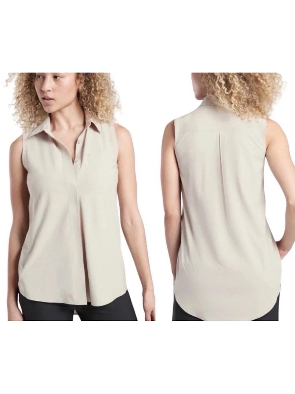 Athleta Urbanite Tank Tan Button Front Sleeveless Size 1X